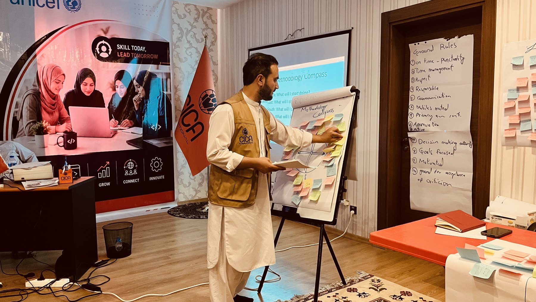 Participant facilitating a training activity